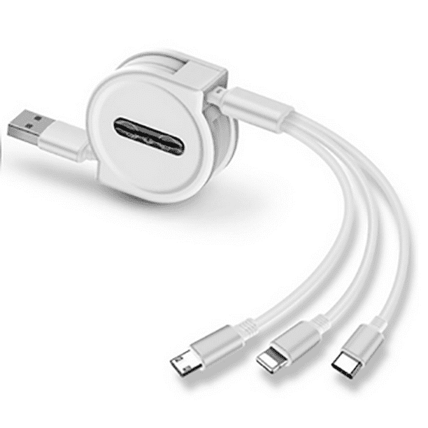 Multi Charging Cable Portable 3 in 1 White Spanish Ornamental Ceramic Tile Pattern USB Cable USB Power Cords for Cell Phone Tablets and More Devices Charging 
